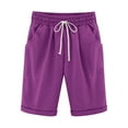 thumbnail image 1 of fatyb Plus Size Women's Knee Length Shorts Drawstring Elastic Waist Casual Shorts Summer Beach Pants, 1 of 3
