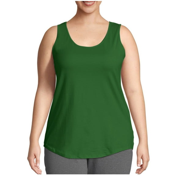 fatyb Plus Size Womens Tank Tops Sleeveless Round Neck Shirts Solid Color Loose Comfy Tunic Blouses