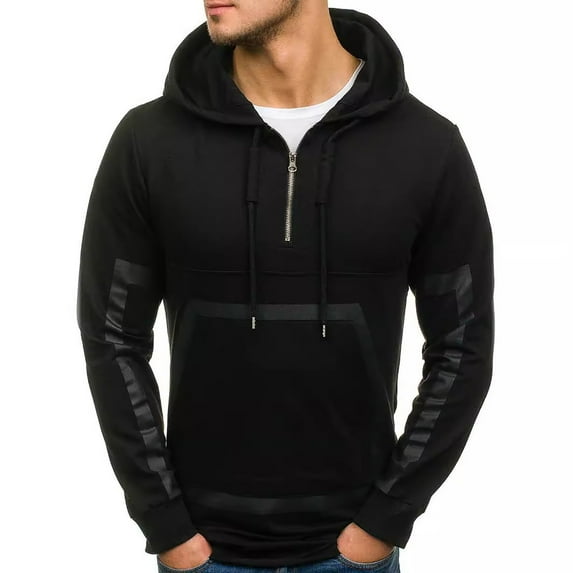 fatyb Quarter Zip Hoodies for Men Thin Long Sleeve Hooded Sweatshirts Mens Drawstring Casual Pullover
