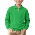 thumbnail image 1 of fatyb Quarter Zip Pullover for Girls Boys Long Sleeve Collar Tops Kids Casual School Uniform Sweatshirt, 1 of 7