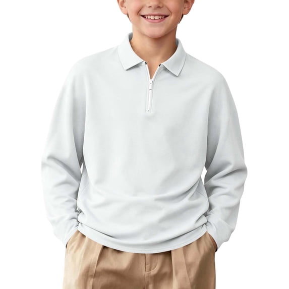 fatyb Quarter Zip Pullover for Girls Boys Long Sleeve Collar Tops Kids Casual School Uniform Sweatshirt
