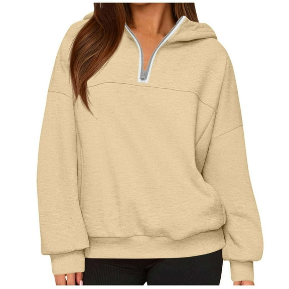 fatyb Quarter Zip Sweatshirts for Women Long Sleeve Collared Casual Womens Pullover Tops with Pockets