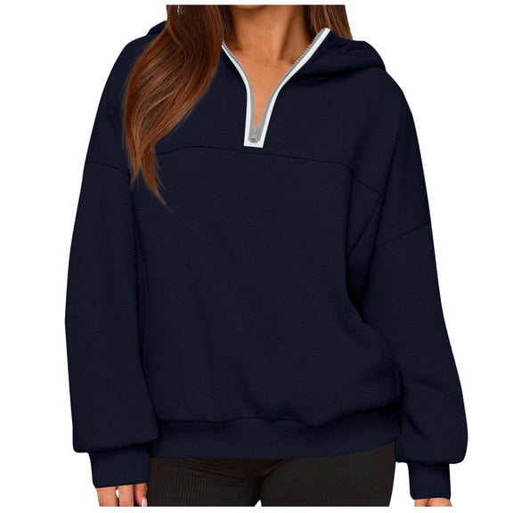 fatyb Quarter Zip Sweatshirts for Women Long Sleeve Collared Casual Womens Pullover Tops with Pockets