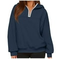 thumbnail image 1 of fatyb Quarter Zip Sweatshirts for Women Long Sleeve Collared Casual Womens Pullover Tops with Pockets, 1 of 5