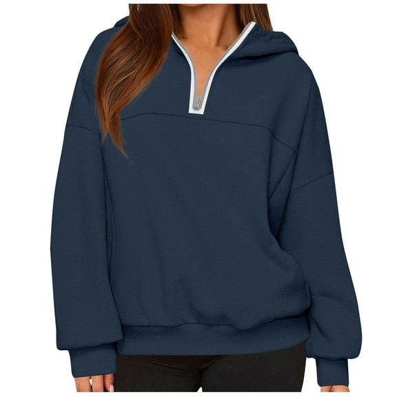 fatyb Quarter Zip Sweatshirts for Women Long Sleeve Collared Casual Womens Pullover Tops with Pockets