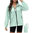 thumbnail image 1 of fatyb Raincoat Jacket for Women Waterproof Lightweight Rain Coat Zip up Packable Hooded Rain Jackets, 1 of 7
