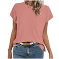 thumbnail image 1 of fatyb Ribbed Short Sleeve Tops for Women Summer Casual T-Shirts Women's Plain Basic Tee Top with Pocket, 1 of 6