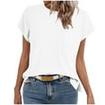 thumbnail image 1 of fatyb Ribbed Short Sleeve Tops for Women Summer Casual T-Shirts Women's Plain Basic Tee Top with Pocket, 1 of 6