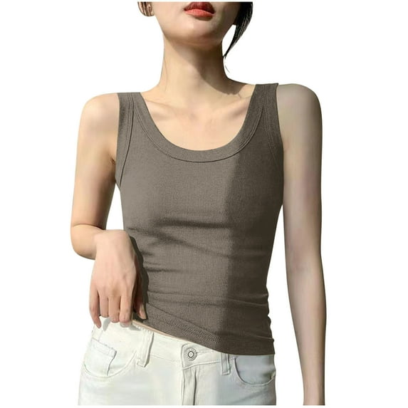 fatyb Ribbed Tank Tops for Women Sleeveless Crop Tops Crewneck Knit Basic Shirts M-4XL for Going Out