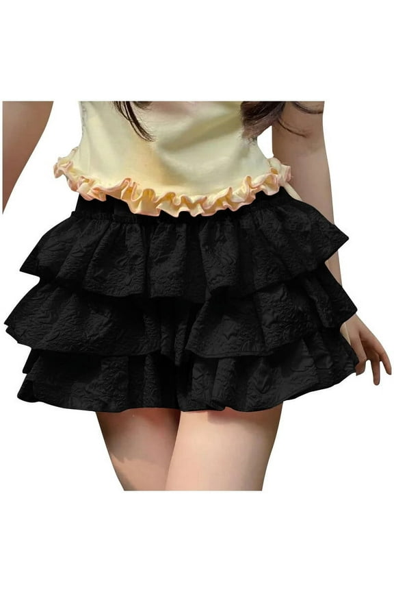 Ruffle Shorts for Women Casual Layered Bloomers Sleepwear Solid Color Womens Cute Bottom Shorts