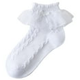 thumbnail image 1 of fatyb Ruffle Socks for Kids Girls Dancewear Lace Socks with Bow Girls Dress School Cotton Ankle Socks, 1 of 3