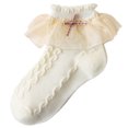 thumbnail image 1 of fatyb Ruffle Socks for Kids Girls Dancewear Lace Socks with Bow Girls Dress School Cotton Ankle Socks, 1 of 3