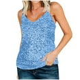 thumbnail image 1 of fatyb Sequin Tops for Women V Neck Sparkly Tank Tops Spaghetti Strap Glitter Sleeveless Party Camisole, 1 of 7