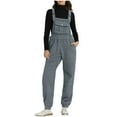 thumbnail image 1 of fatyb Sherpa Overalls for Women Fall Winter Fuzzy Fleece Jumpsuit Womens Adjustable Strap Casual Rompers, 1 of 7