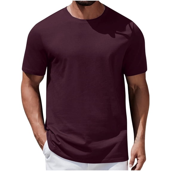 fatyb Short Sleeve Men's T-Shirts Casual Crew Neck Basic Tee Solid Color Comfortable Tshirts for Men
