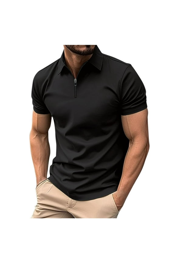 Short Sleeve Shirts Mens Quarter Zip Casual Summer T Shirts for Men Lightweight Golf Collar Tops