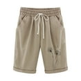 thumbnail image 1 of fatyb Shorts Knee Length for Women Elastic Waist Casual Shorts Print Drawstring Graphic Pocket Shorts, 1 of 3