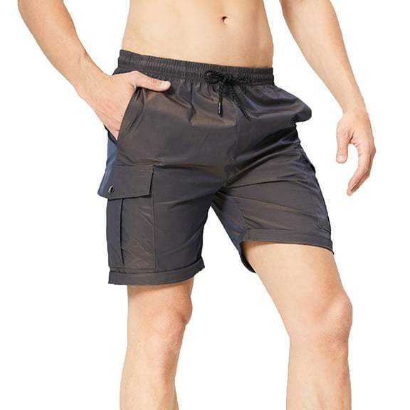 fatyb Shorts for Men Cargo Elastic Waist Drawstring Hiking Shorts Mens Outdoor Work Camping Shorts