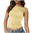 thumbnail image 1 of fatyb Sleeveless Tank Tops for Women Tie Going out Cropped Tops Solid Color Slim Womens Ruched Tshirts, 1 of 7
