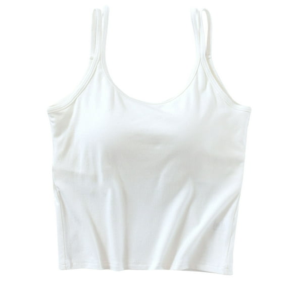 fatyb Summer Built in Bra Tank Top Womens Crop Going out Cami Shirts Spaghetti Strap Sleeveless Camisole