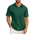 thumbnail image 1 of fatyb Summer Casual Shirts Men's Short Sleeve Collar T-Shirts Solid Color Button up Tops with Pocket, 1 of 6