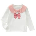 thumbnail image 1 of fatyb Summer Girls Long Sleeve Cotton Tops Bow Print Collar T-Shirts Kids Girls Cute Bottom Blouses, 1 of 5
