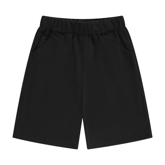 fatyb Summer Kids Shorts Boys Girls Cotton Casual Shorts Elastic High Waist Loose Solid Color Shorts