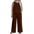 thumbnail image 1 of fatyb Summer Linen Sets for Women 2 Piece Tank Top and Wide Leg Pants Casual Set with Pockets Loungewear, 1 of 6