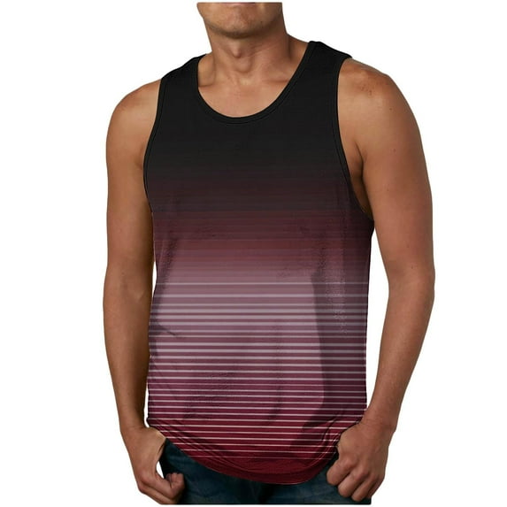 fatyb Summer Mens Cotton Tank Tops Printed Sleeveless Casual Undershirts Loose Beach Vacation Tshirts