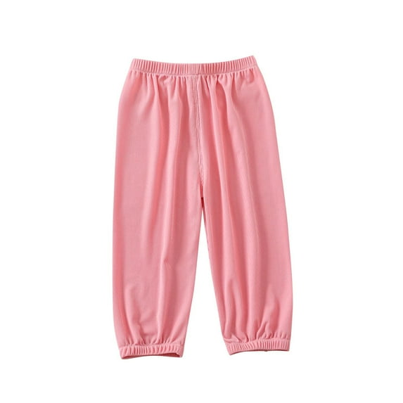 fatyb Summer Pants for Boys Girls Thin Baggy Long Bloomers Elastic Waist Lightweight Plain Kids Pants