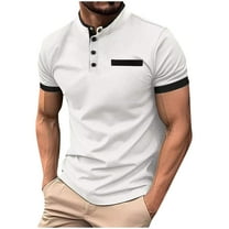 fatyb Summer Shirts Mens Short Sleeve Casual Golf T-Shirts Button Stand Collar Breathable Tops for Men