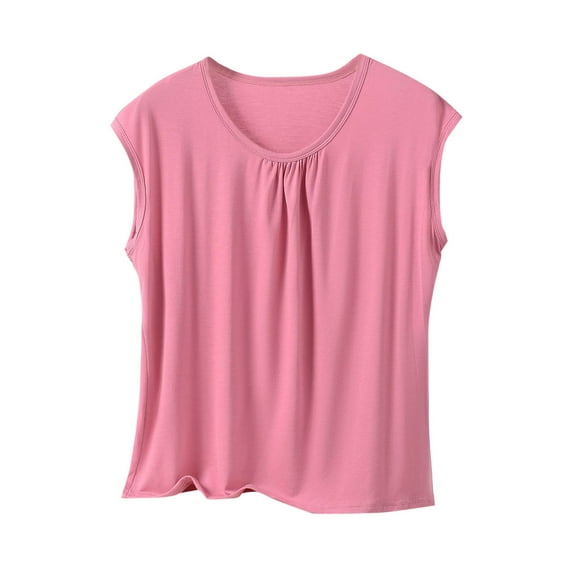 fatyb Summer Tank Tops for Women Sleeveless Comfy Lounge Blouses Loose Crewneck Womens Pajama Shirts