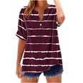 thumbnail image 1 of fatyb Summer Tops for Women V Neck Button T Shirts Short Sleeve Casual Loose Womens Blouses Tee, 1 of 5