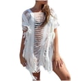 thumbnail image 1 of fatyb Summer Womens Cover up Swimwear Fringe Hollow out Mini Bikini Dress Beach Bathing Suit Coverup, 1 of 7