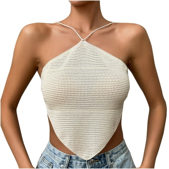 fatyb Summer Womens Tank Tops Sleeveless Crop Going out Cami Tops Asymmetrical Hem Streetwear Shirts