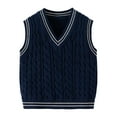 thumbnail image 1 of fatyb Sweater Vest for Boys Girls V Neck Cable Knit Kids School Uniform Vest Sleeveless Dress Pullover, 1 of 3