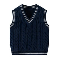 fatyb Sweater Vest for Boys Girls V Neck Cable Knit Kids School Uniform Vest Sleeveless Dress Pullover