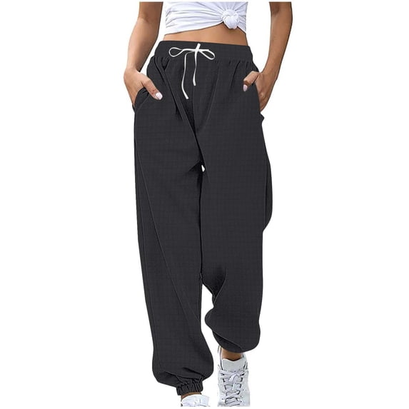 fatyb Sweatpants Womens Baggy High Waist Joggers with Pockets Casual Drawstring Sweat Pants for Women