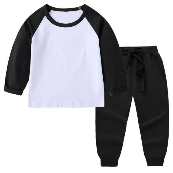 fatyb Sweatsuit Sets for Boys Long Sleeve Tops Jogger Sweatpants Girls Color Block Kids Tracksuit Outfits