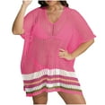 thumbnail image 1 of fatyb Swimsuit Coverup Women Plus Size Crochet Beach Cover up Striped Mesh Knit Split Vacation Outfits, 1 of 6