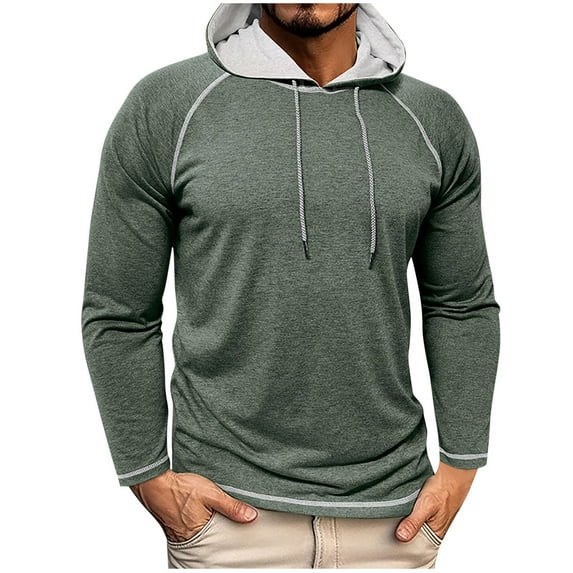 fatyb T Shirts Mens Long Sleeve Hooded Shirts Drawstring Casual Tops Breathable Outdoor Hoodies for Men