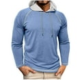 thumbnail image 1 of fatyb T Shirts Mens Long Sleeve Hooded Shirts Drawstring Casual Tops Breathable Outdoor Hoodies for Men, 1 of 7