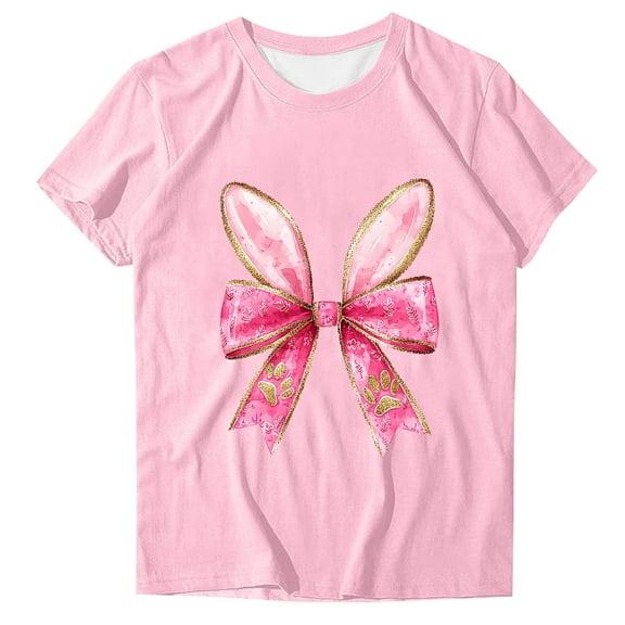 fatyb T Shirts Womens Print Short Sleeve Graphic Tee Tops Casual Crew Neck Summer T-Shirts for Women