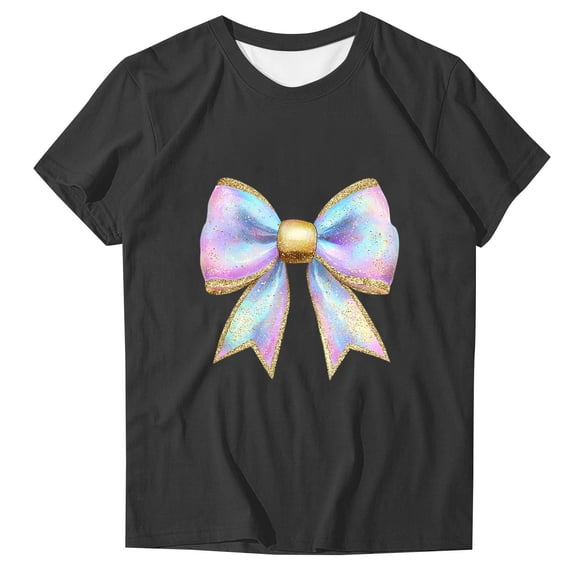 fatyb T Shirts Womens Print Short Sleeve Graphic Tee Tops Casual Crew Neck Summer T-Shirts for Women