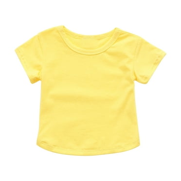 fatyb T-Shirts for Baby Boys Girls Toddler Short Sleeve Cotton Tee Crewneck Solid Color Kids Casual Tops