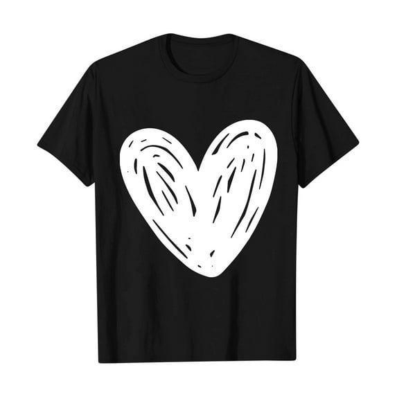 fatyb T Shirts for Women Heart Printed Crewneck Loose T-Shirts Casual Short Sleeve Womens Graphic Tees