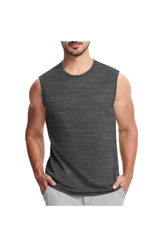 Tank Tops Men's High Neck Sleeveless Workout Tee Shirts Gym Muscle Shirt Loose Casual Plain Tops