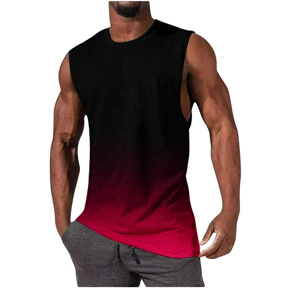 fatyb Tank Tops Mens Casual Beach Gradient Color T Shirts Summer Sleeveless Muscle Basic Tshirts for Men