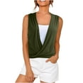 thumbnail image 1 of fatyb Tank Tops Women's Casual Sleeveless V Neck Wrap Shirts Solid Color Summer Vacation Tee Blouses, 1 of 5