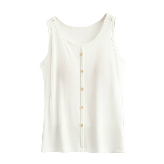 fatyb Tank Tops Womens Casual Sleeveless Pajama Shirts Lounge Comfy Blouses (Regular/With Built in Bra)